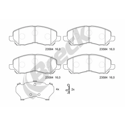 Bilde av BRECK 23584 00 701 Bremseklosser inkl. slitasjevarselkontakt, med akustisk slitasjevarsel MITSUBISHI: Outlander 3, 2 SUV, ASX SUV