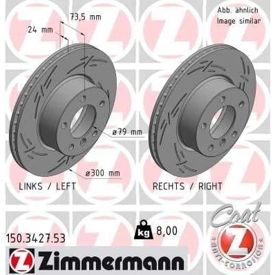 Bilde av ZIMMERMANN 150.3427.53 Bremseskiver 300 24 6/5 5 120 innvendig ventilert, med sliss belagt høy karbon BMW: 3 Touring, Sedan, Coupé