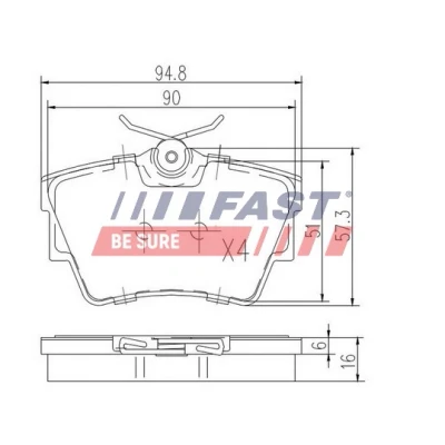 Bilde av FAST FT29513 Bremseklosser bakaksel ekskl. slitasjevarselkontakt OPEL: Vivaro A Van, Combi, B RENAULT: Trafic 2 Bus, 3