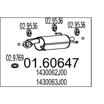 Bilde av MTS 01.60647 Sluttlyddemper 690 SUZUKI: SWIFT 3