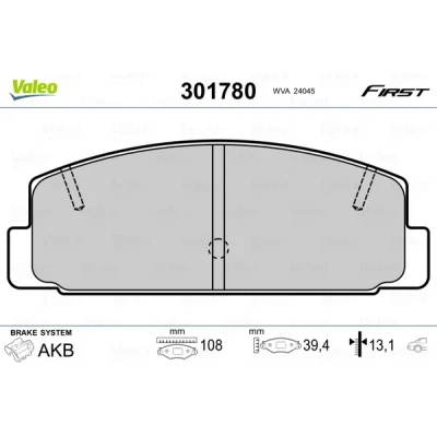 Bilde av VALEO 301780 Bremseklosser FIRST bakaksel ekskl. slitasjevarselkontakt uten antiskrike blikk MAZDA: 6 Hatchback, Stasjonsvogn, Sedan