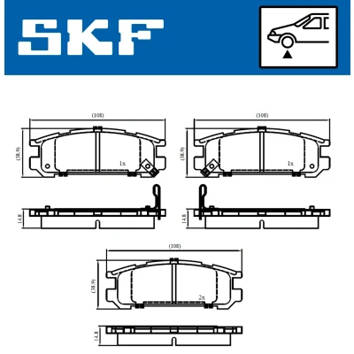 Bilde av SKF VKBP 80457 Bremseklosser ikke klargjort for slitasjeindikator SUZUKI: Samurai SUV Cabrio