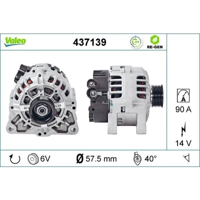 Bilde av VALEO 437139 Dynamo 14V 90A PEUGEOT: Partner I Van, Boxer Minibuss, FIAT: Ducato II Flatvogn lastebil/Chassis