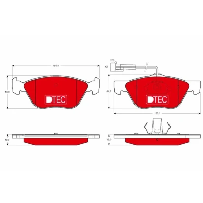 Bilde av TRW DTEC COTEC GDB1212DTE Bremseklosser inkl. slitasjevarselkontakt ALFA ROMEO: 156 Sportwagon, Spider, GTV, FIAT: Coupe