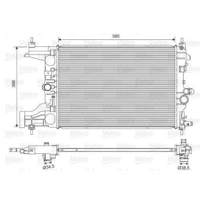 Bilde av VALEO 701594 Radiator Aluminium 398 580 16 med kjølemiddelregulator Kjøleribber loddet