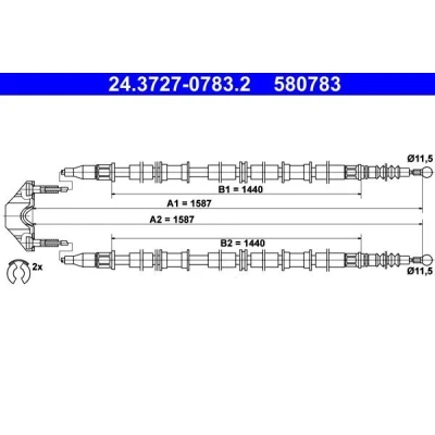 Bilde av ATE 24.3727 0783.2 Bremsekabel 1587, 1587 med tilbehør OPEL: Astra G CC