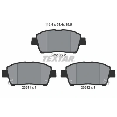 Bilde av TEXTAR 2351002 Bremseklosser med akustisk slitasjevarsel TOYOTA: Corolla IX Hatchback, Station Wagon, Prius II Liftback