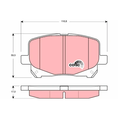Bilde av TRW COTEC GDB3248 Bremseklosser ikke klargjort for slitasjeindikator TOYOTA: Previa / Estima II