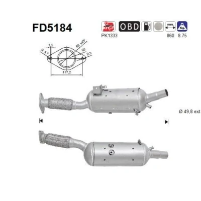 Bilde av AS FD5184 Partikkelfilter Euro 5 Cordierit
