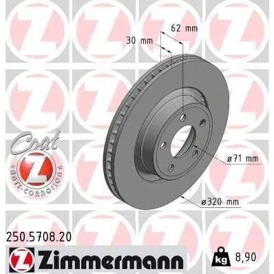 Bilde av ZIMMERMANN 250.5708.20 Bremseskiver 320 30 5/5 5 114 utvendig ventilert belagt FORD USA: Mustang Mk6 Coupé