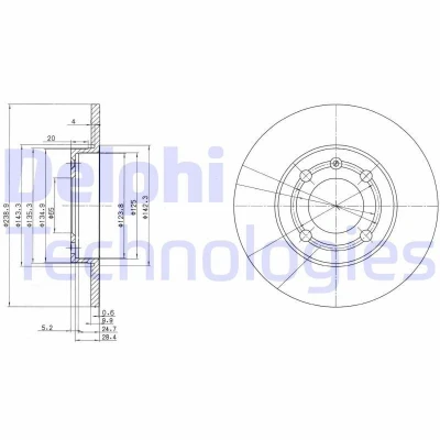 Bilde av DELPHI BG2911 Bremseskiver 239 10 4 fullt ut oljet ubehandlet uten hjullager, ABS sensorring VOLKSWAGEN: Polo III Hatchback