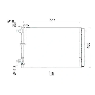 Bilde av MAHLE ORIGINAL AC 949 000S Kondensator med tørker 15 18,0 637, 637,0