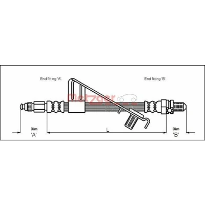 Bilde av METZGER 4112527 Bremseslange 364 M10 x 1