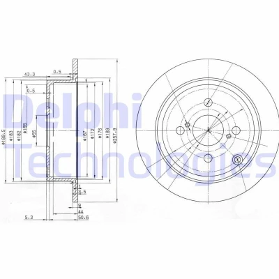 Bilde av DELPHI BG3889 Bremseskiver 258 9 4 fullt ut oljet ubehandlet uten hjullager, ABS sensorring TOYOTA: Corolla IX Hatchback