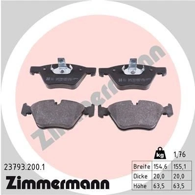 Bilde av ZIMMERMANN 23793.200.1 Bremseklosser klargjort for slitasjeindikator Bildet viser leveranseinnholdet BMW: 5 Touring, Sedan