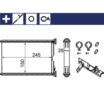 Bilde av MAHLE ORIGINAL AH 242 000S Varmeveksler med tilbehør avdekning, tetningsring, skruer, spennelement