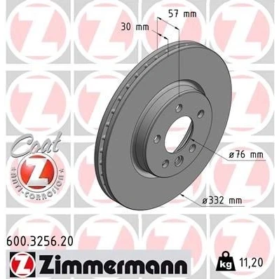 Bilde av ZIMMERMANN COAT Z 600.3256.20 Bremseskiver 332 30 6/5 5 120 innvendig ventilert belagt høy karbon VOLKSWAGEN: Amarok Pick up