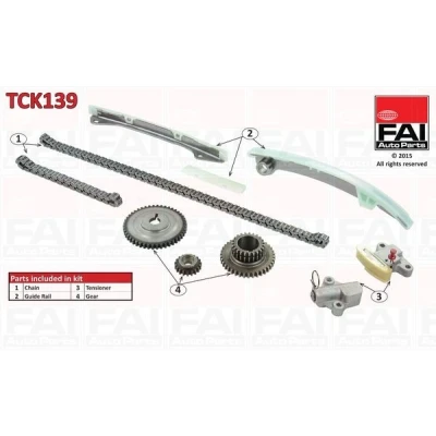 Bilde av FAI AutoParts TCK139 Registerkjedesett uten tetning, med tannhjul simplex, Kjede m/lite støy NISSAN: X Trail