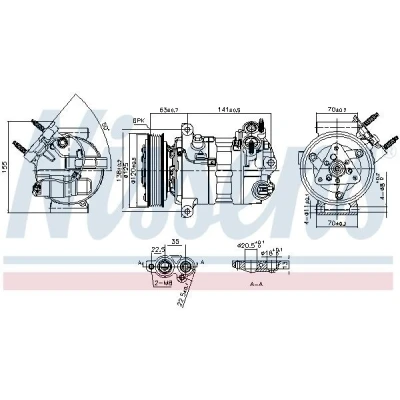 Bilde av NISSENS 890594 Kompressor PXC14 12 PAG 46 YF R 134a