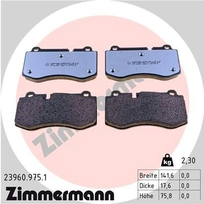Bilde av ZIMMERMANN 23960.975.1 Bremseklosser klargjort for slitasjeindikator Bildet viser leveranseinnholdet MERCEDES BENZ: E Klasse T modell, Sedan