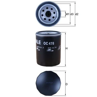 Bilde av MAHLE ORIGINAL OC 478 Oljefilter med en retursperreventil Påskruingsfilter TOYOTA: Land Cruiser 60, Tundra II Pick up, Prado 120