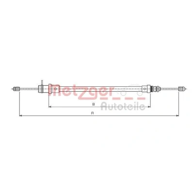 Bilde av METZGER 491.1 Bremsekabel foran 500/256 COFLE PEUGEOT: 807, Expert I, I Van, CITROËN: Jumpy MPV