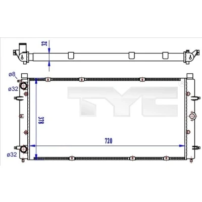 Bilde av TYC 737 0059 R Radiator 720 378 32 Manuel girkasse Kjøleribber satt sammen mekanisk VOLKSWAGEN: Transporter 4
