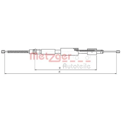 Bilde av METZGER 10.4573 Bremsekabel høyre bak 1493/1171 Trommelbrems COFLE PEUGEOT: 306 Cabrio