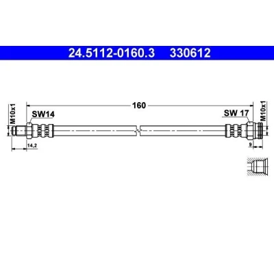 Bilde av ATE 24.5112 0160.3 Bremseslange 160 M10x1 ALFA ROMEO: GTV
