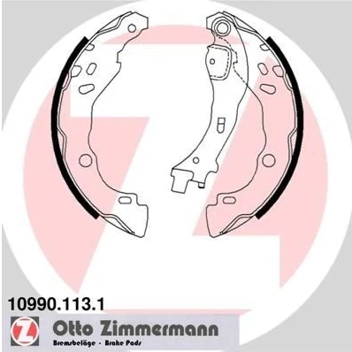 Bilde av ZIMMERMANN 10990.113.1 Bremsesko 203 39 med vippearm, Bildet viser leveranseinnholdet CITROËN: C3 I Hatchback