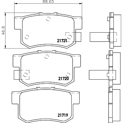 Bilde av HELLA 8DB 355 016 451 Bremseklosser med akustisk slitasjevarsel HONDA: CR V 2, Accord 7 Limousine, Jazz 3, SUZUKI: SWIFT Kizashi, Jimny SUV