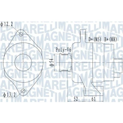 Bilde av MAGNETI MARELLI 063732049010 Dynamo 14V 100A ALFA ROMEO: 159 Sportwagon, Sedan, FIAT: Doblo II Varebil / Stasjonsvogn, Punto Evo Hatchback