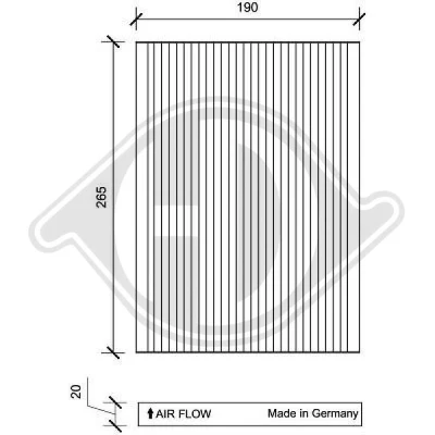 Bilde av DIEDERICHS DCI1153 Kupéfilter Karbonfilter 190 265 20 Climate NISSAN: Qashqai / Qashqai+2 I, 2, X Trail