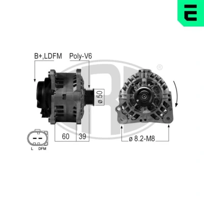 Bilde av ERA 210481A Dynamo 14V 90A VOLKSWAGEN: Polo V Hatchback, IV SKODA: Roomster, Fabia I SEAT: Ibiza 3
