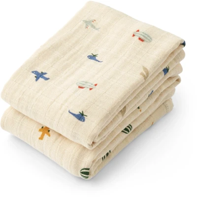 Bilde av LIEWOOD Lewis Musselinteppe 2 Pack, Aviator/Ecru Gulpekluter &amp; Babytepper Bomull