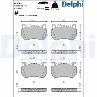 Bilde av Bremseklosser sett DELPHI LP3842