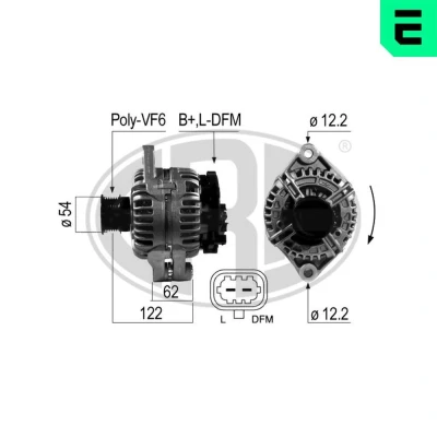 Bilde av ERA 210689A Dynamo 14V 140A OPEL: Astra H Caravan, Zafira B, Vectra C SAAB: 9 3 Sedan, Stasjonsvogn