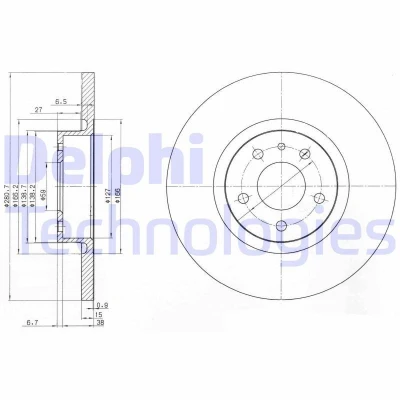 Bilde av DELPHI BG3420 Bremseskiver 281 15 5 fullt ut oljet ubehandlet uten hjullager, ABS sensorring ALFA ROMEO: 156 Sportwagon, Sedan