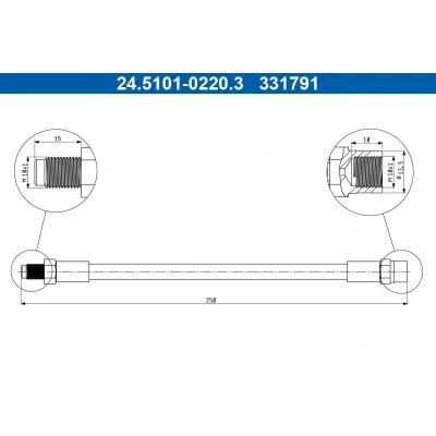 Bilde av ATE 24.5101 0220.3 Bremseslange 250mm M10x1mm MERCEDES BENZ: G Klasse SUV