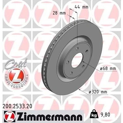 Bilde av ZIMMERMANN COAT Z 200.2533.20 Bremseskiver 320 28 5/5 5 114 innvendig ventilert belagt NISSAN: X Trail