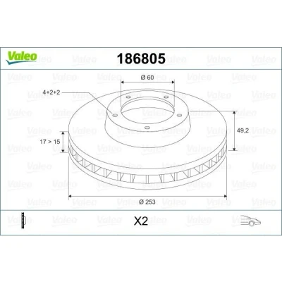 Bilde av VALEO 186805 Bremseskiver framaksel 253 17 4 ventilert SUZUKI: IGNIS 2, SUBARU: JUSTY 3