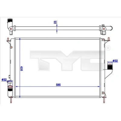 Bilde av TYC 728 0057 Radiator 585 416 23 Kjøleribber satt sammen mekanisk