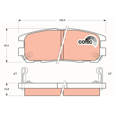 Bilde av TRW COTEC GDB1187 Bremseklosser med akustisk slitasjevarsel ISUZU: Trooper 3 SUV, OPEL: Frontera B A Monterey