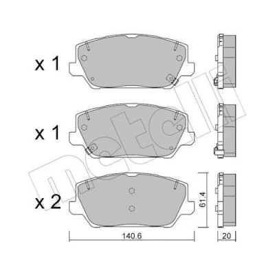 Bilde av METELLI 22 1241 0 Bremseklosser med akustisk slitasjevarsel HYUNDAI: Kona SUV, i30 III Hatchback, KIA: Optima / K5 Sportswagon