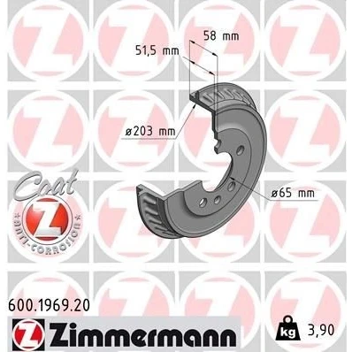 Bilde av ZIMMERMANN 600.1969.20 Bremsetrommel 250