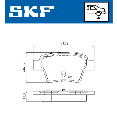 Bilde av SKF VKBP 90172 Bremseklosser ikke klargjort for slitasjeindikator PEUGEOT: 207 Hatchback, SW