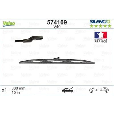 Bilde av Vindusvisker Valeo Silencio 574109 380mm foran Standard stiftfeste FORD: Focus 2, MITSUBISHI: L200 III Pick up, TOYOTA: CARINA Celica I Coupé