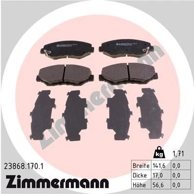 Bilde av ZIMMERMANN 23868.170.1 Bremseklosser med akustisk slitasjevarsel Bildet viser leveranseinnholdet HONDA: CR V 2, CIVIC 10