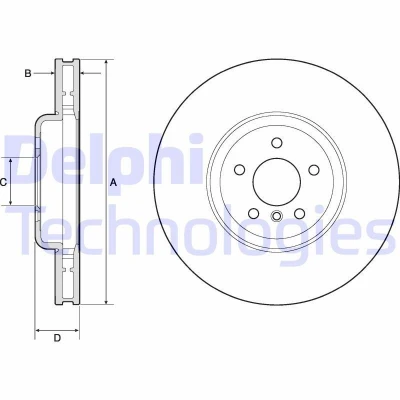 Bilde av DELPHI BG9161C Bremseskiver 374 36 5 ventilert belagt høy karbon uten hjullager, ABS sensorring BMW: Touring, Sedan, 7