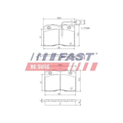 Bilde av FAST FT29009 Bremseklosser framaksel med integrert slitasjesensor IVECO: DAILY 2 Bus